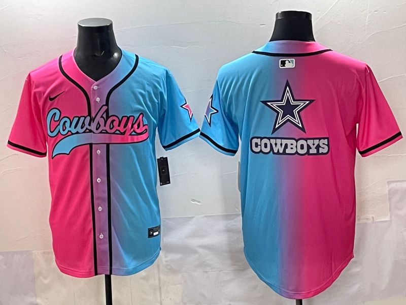 Men 2025 Dallas Cowboys Blank Blue pink Nike Limited NFL Jersey style 009